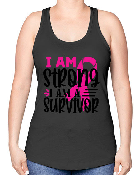 I Am Strong I Am a Survivor 19# - breast cancer -Racerback Tank