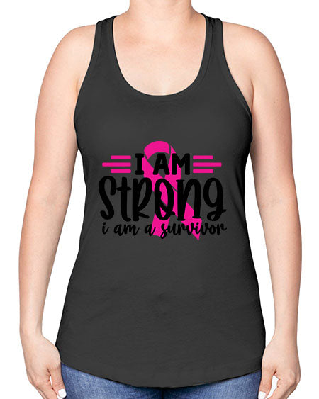 I Am Strong I Am a Survivor 20# - breast cancer -Racerback Tank