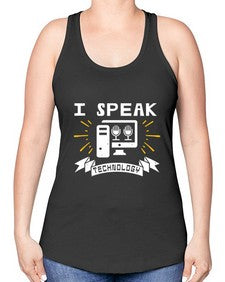 I speak technology 37# - computer -Racerback Tank