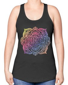 Mandala Courage Rainbow Glitter 758# - mandala -Racerback Tank