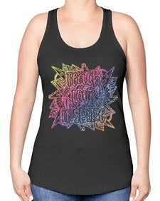 Mandala Teach Love Inspire Rainbow Glitter 762# - mandala -Racerback Tank