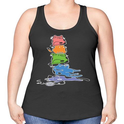 Pride Kawaii Cats Pile Cute Anime 277# - anime -Racerback Tank