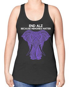 Purple Elephant Alzheimer Awareness 211# - alzheimers -Racerback Tank