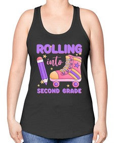 Rolling into second Grade 789# - second grade -Racerback Tank