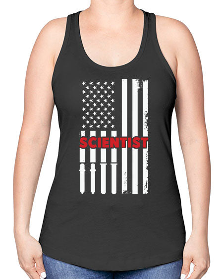 ScientistUSAFlagScientistSkinite Scientist Skinite 38# - general science -Racerback Tank