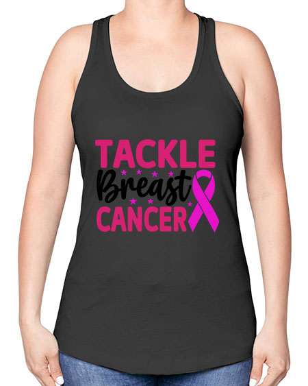 Tackle Breast Cancer 5# - breast cancer -Racerback Tank