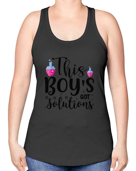 This Boy s Got Solutions 20# - general science -Racerback Tank