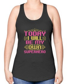 Today i will be 255# - cartoon super hero -Racerback Tank