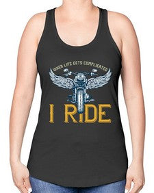 When life gets complicated 76# - motorcycle -Racerback Tank