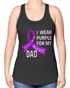 Womens I Wear Purple for My Dad Alzheimers Disease Awareness VNeck 221# - alzheimers -Racerback Tank