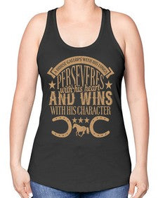a horse gallop with his lungs perseveres with his heart - horse -Racerback Tank