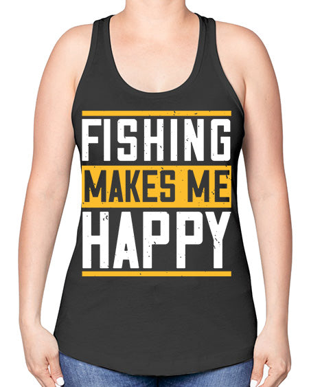 be happy and go for fishing 66# - shark-fish -Racerback Tank