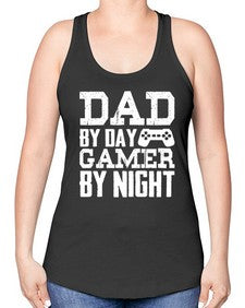 dad by day gamer by night 68# - video games -Racerback Tank