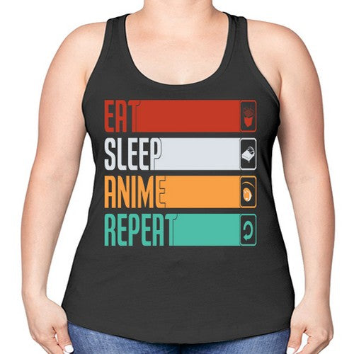eat sleep anime repeat225# - anime -Racerback Tank