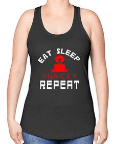 eat sleep hack repeat 48# - computer -Racerback Tank