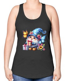 gnome with butterfly 03# - gnome -Racerback Tank