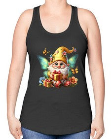 gnome with butterfly 07# - gnome -Racerback Tank