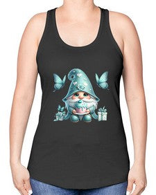 gnome with butterfly 10# - gnome -Racerback Tank