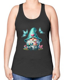 gnome with butterfly 14# - gnome -Racerback Tank