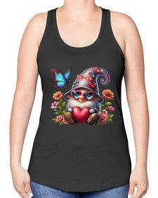 gnome with butterfly 17# - gnome -Racerback Tank