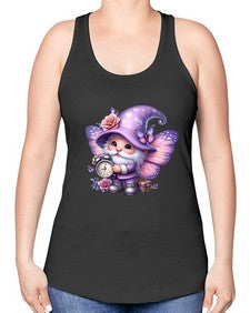 gnome with butterfly 18# - gnome -Racerback Tank