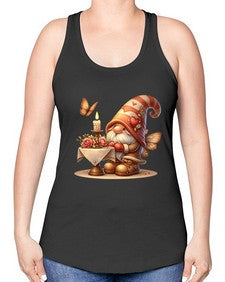 gnome with butterfly 21# - gnome -Racerback Tank