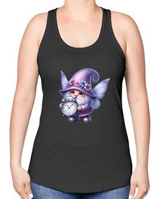 gnome with butterfly 23# - gnome -Racerback Tank