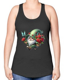 gnome with butterfly 24# - gnome -Racerback Tank