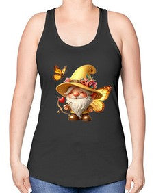 gnome with butterfly 27# - gnome -Racerback Tank