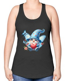 gnome with butterfly 28# - gnome -Racerback Tank
