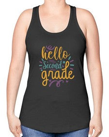 hello second grade 321# - second grade -Racerback Tank