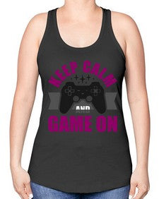 keep calm and game on 132# - video games -Racerback Tank