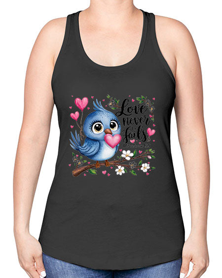 love never fails 63# - birds -Racerback Tank