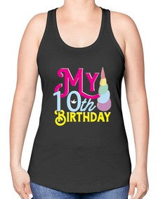 my 10th birthday 251# - unicorn -Racerback Tank