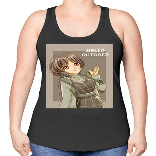 of beautiful girl in hello october 133# - anime -Racerback Tank