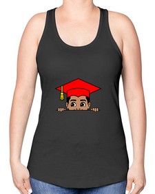 peekaboo afro puffs grad boy 20# - black boys or men -Racerback Tank