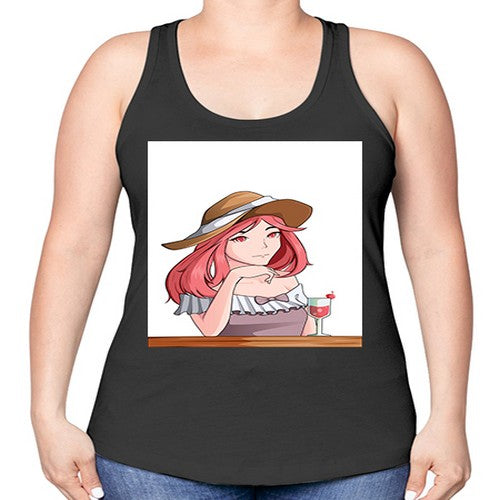 pretty woman with fresh juice in summer 37# - anime -Racerback Tank