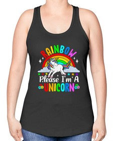rainbow please im a unicorn 364# - unicorn -Racerback Tank