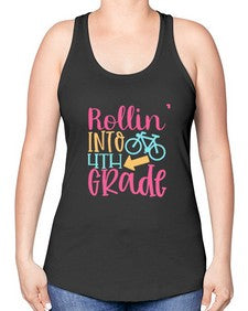 rollin into fourth grade 777# - fourth grade -Racerback Tank