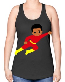 super kid 4# - black boys or men -Racerback Tank