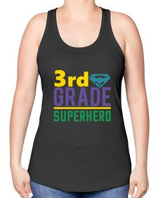 third Grade Superhero 976# - third grade -Racerback Tank