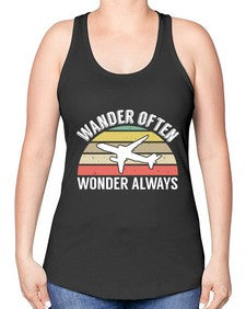 wander often wonder always  47# - airplane -Racerback Tank