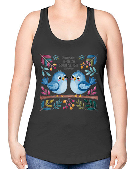 with his love, he will calm all your fears 83# - birds -Racerback Tank