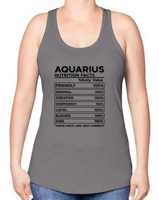 Aquarius Nutrition Facts 67# - aquarius -Racerback Tank