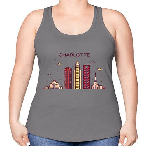 CharlotteNC 560# - cities -Racerback Tank