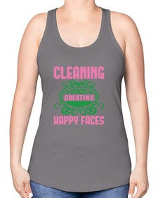 Cleaning spaces creating happy faces Style 93# - cleaner -Racerback Tank