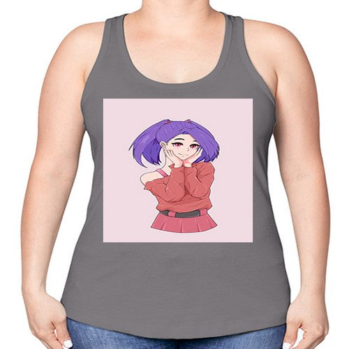 Cute girl with cute pose 138# - anime -Racerback Tank