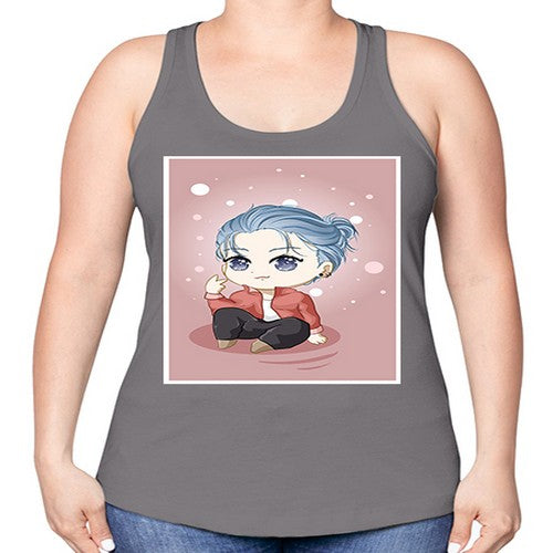 Cute little boy silver hair 78# - anime -Racerback Tank