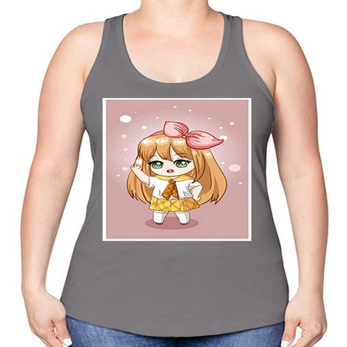 Cute little girl yellow hair wearing uniform 130# - anime -Racerback Tank
