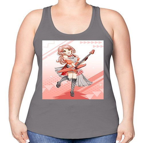 Cute rock star girl with guitar game 17# - anime -Racerback Tank